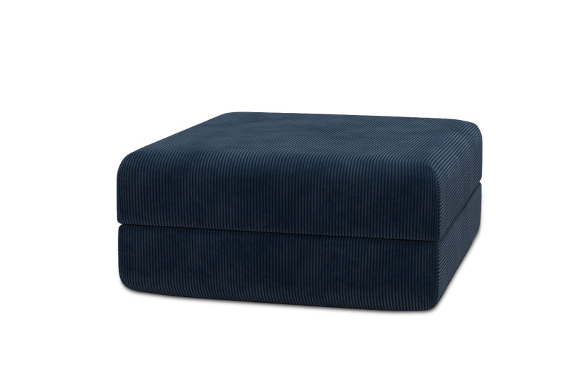 Housse Pouf convertible - Tissu velours côtelé bleu