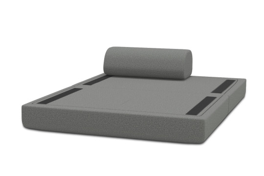 Canapé 2 places convertible et modulable - Tissu lisse Gris