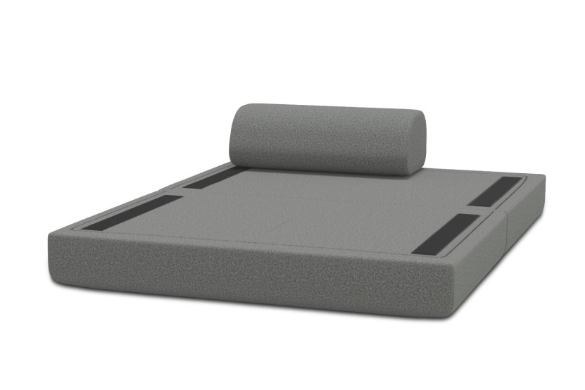 Canapé 2 places convertible et modulable - Tissu lisse Gris
