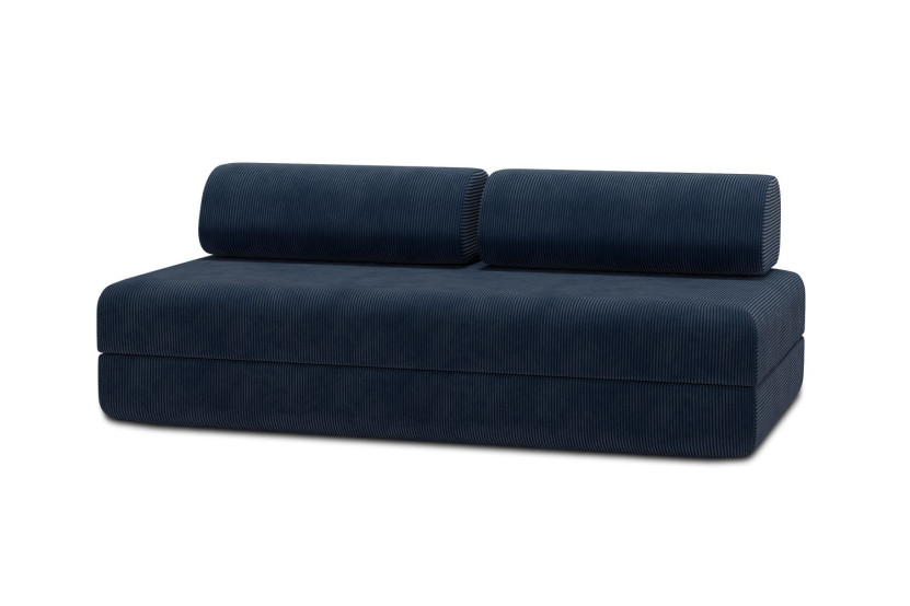 Housse Canapé droit convertible - 3 places - Tissu velours côtelé bleu