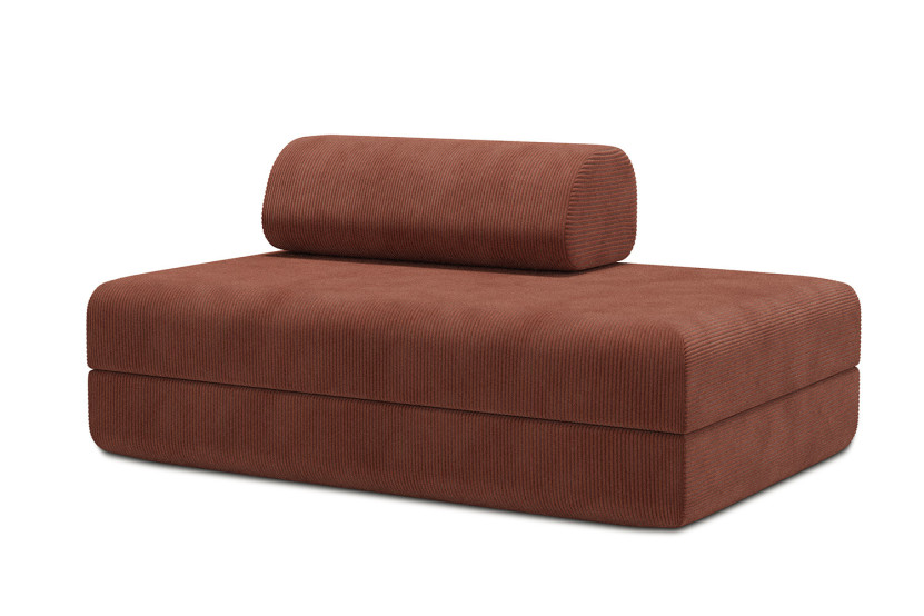 Canapé 2 places convertible et modulable - Velours côtelé Terracotta