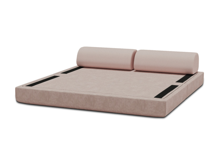 Canapé 3 places convertible et modulable - Velours côtelé Rose pâle