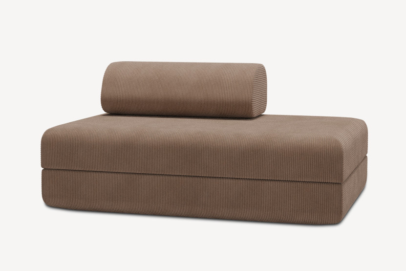 Canapé 2 places convertible et modulable - Velours côtelé Taupe