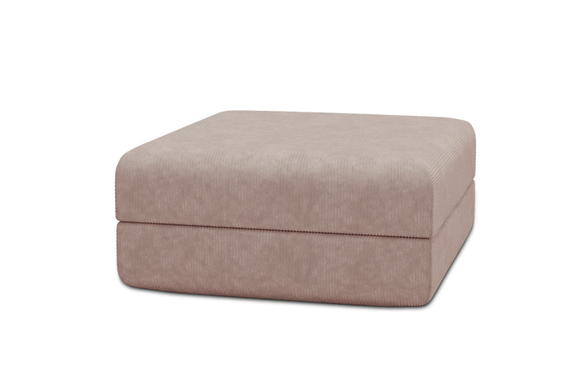 Housse Pouf convertible - Tissu velours côtelé rose pâle