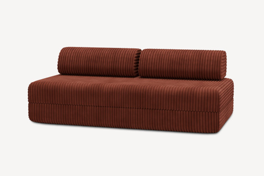 Canapé 3 places convertible et modulable - Velours côtelé XL Terracotta