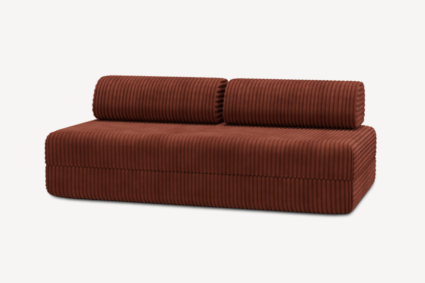Canapé 3 places convertible et modulable - Velours côtelé XL Terracotta