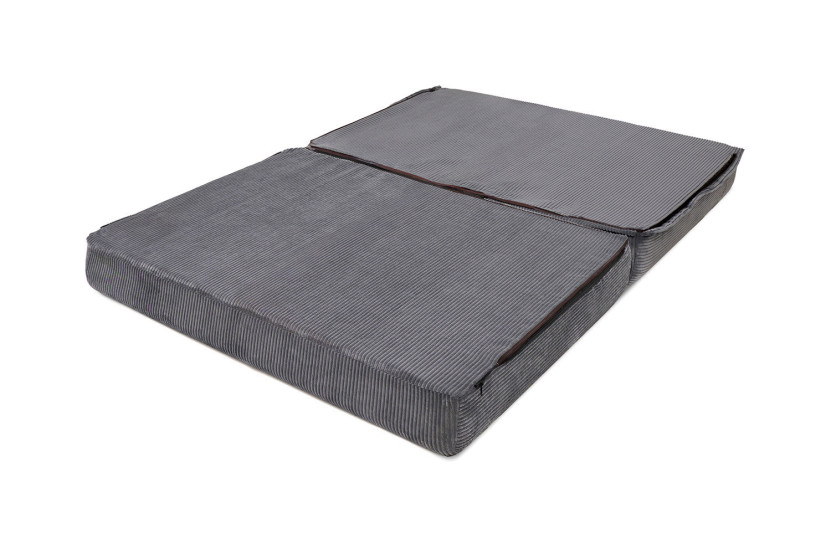 Canapé droit convertible et modulable 2 places - Velours côtelé - Gris
