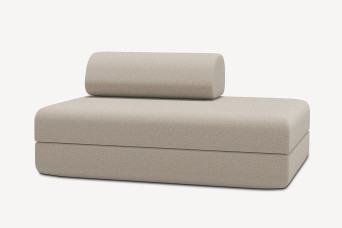 Canapé 2 places convertible et modulable - Tissu lisse Beige