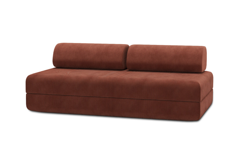 Housse Canapé droit convertible - 3 places - Tissu velours côtelé terracotta