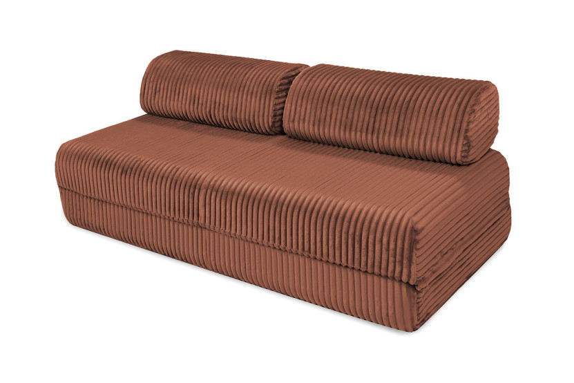 Canapé d'angle convertible 6 places - Velours côtelé XL - Terracotta