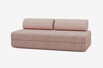 Canapé 3 places convertible et modulable - Velours côtelé Rose pâle
