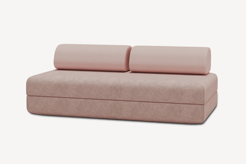 Canapé 3 places convertible et modulable - Velours côtelé Rose pâle