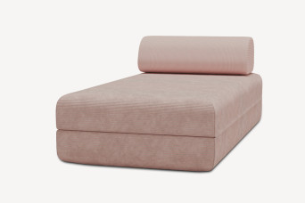 Méridienne convertible et modulable - Velours côtelé Rose pâle
