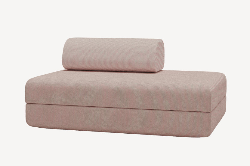 Canapé 2 places convertible et modulable - Velours côtelé Rose pâle