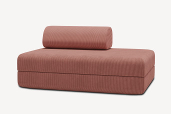 Canapé 2 places convertible et modulable - Velours côtelé Rose