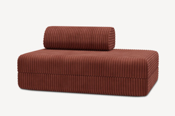 Canapé 2 places convertible et modulable - Velours côtelé XL Terracotta