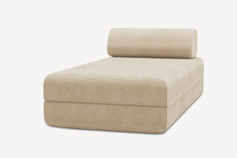 Méridienne convertible et modulable - Velours côtelé Beige