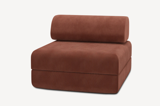 Fauteuil convertible et modulable - Velours côtelé Terracotta