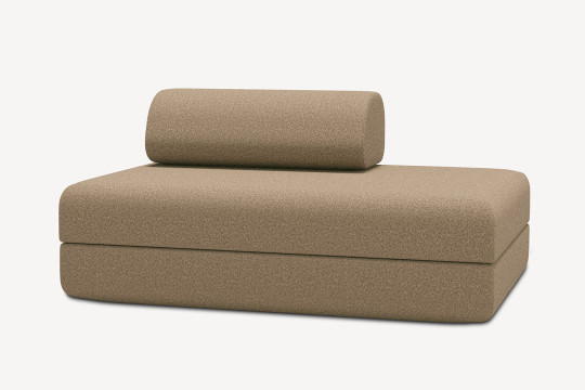 Canapé 2 places convertible et modulable - Tissu lisse Marron