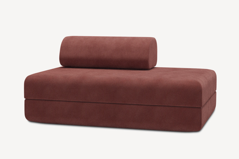 Canapé 2 places convertible et modulable - Velours côtelé Terracotta