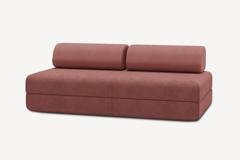 Canapé 3 places convertible et modulable - Velours côtelé Rose