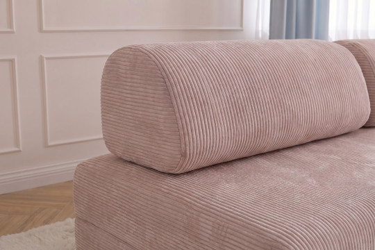 Méridienne convertible et modulable - Velours côtelé Rose pâle