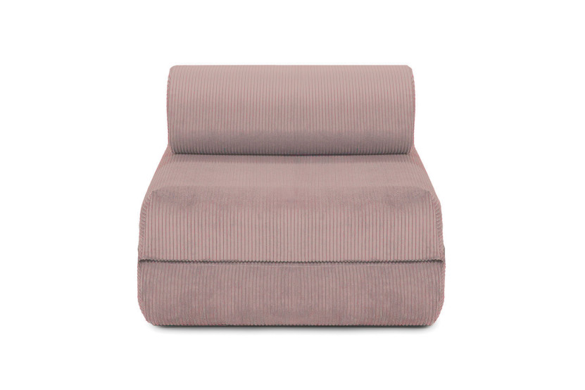 Fauteuil convertible et modulable - Velours côtelé - Rose pâle