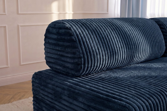 Méridienne convertible et modulable - Velours côtelé XL Bleu