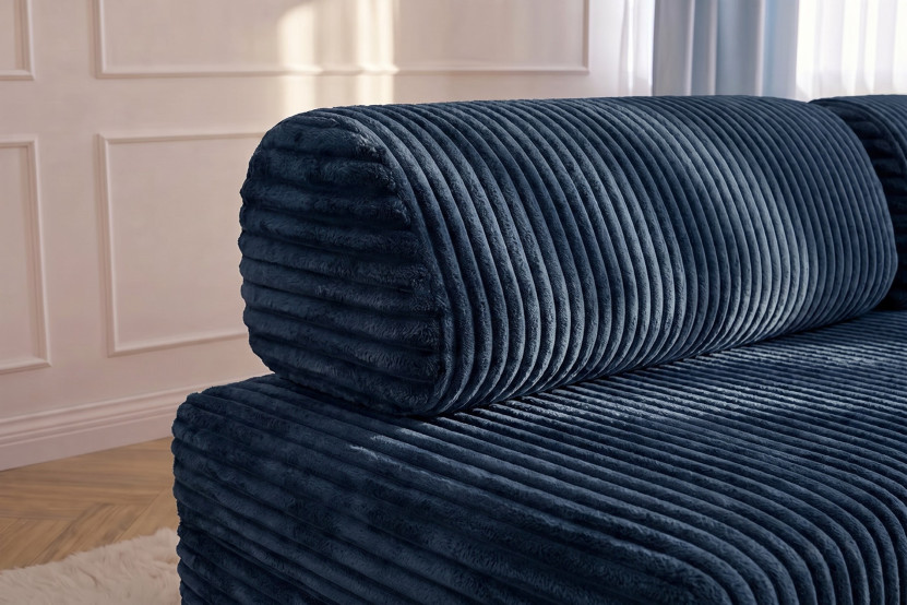 Méridienne convertible et modulable - Velours côtelé XL Bleu