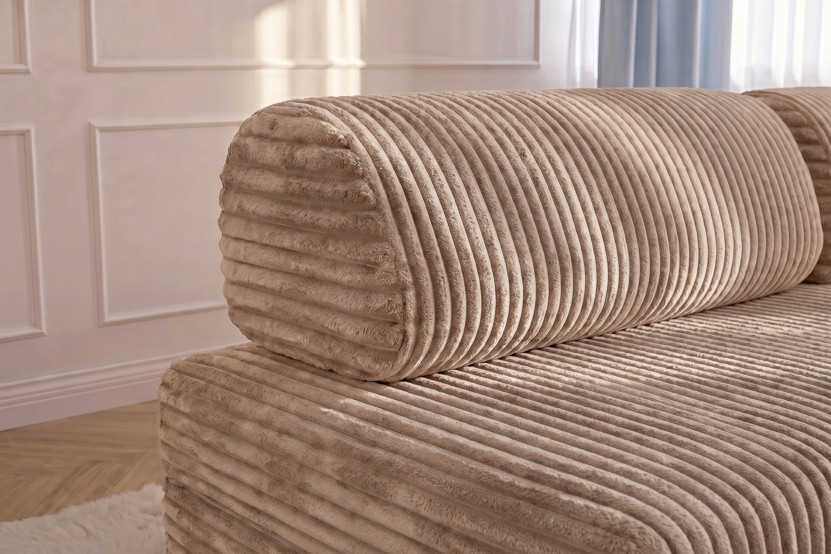 Méridienne convertible et modulable - Velours côtelé XL Marron