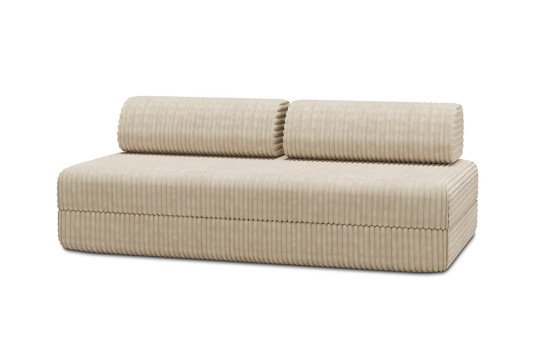Housse Canapé droit convertible - 3 places - Tissu velours côtelé XL beige