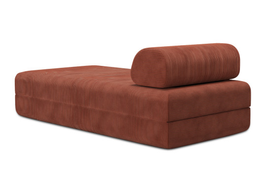 Méridienne convertible et modulable - Velours côtelé Terracotta