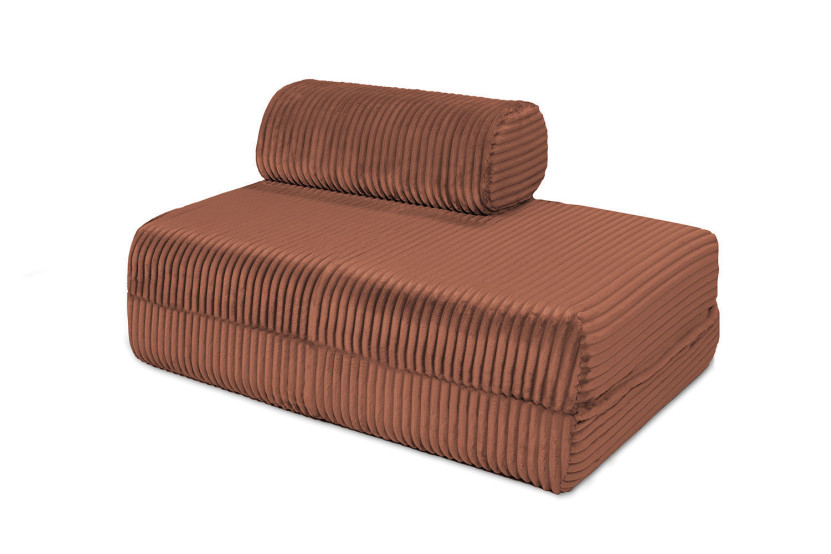 Canapé d'angle convertible 5 places - Velours côtelé XL - Terracotta