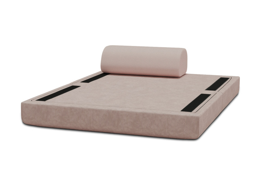 Canapé 2 places convertible et modulable - Velours côtelé Rose pâle