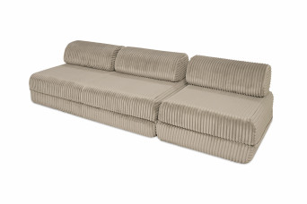Canapé droit convertible 4 places - Velours côtelé XL - Taupe