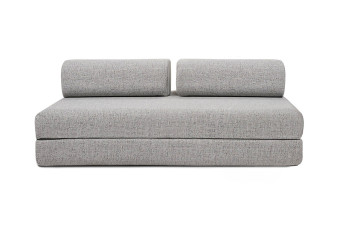 Canapé droit convertible 3 places - Tissu tweed - Gris