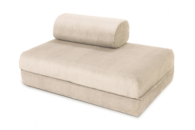 Canapé droit convertible et modulable 2 places - Velours côtelé - Beige