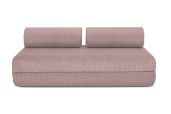 Canapé droit convertible 3 places - Velours côtelé - Rose pâle