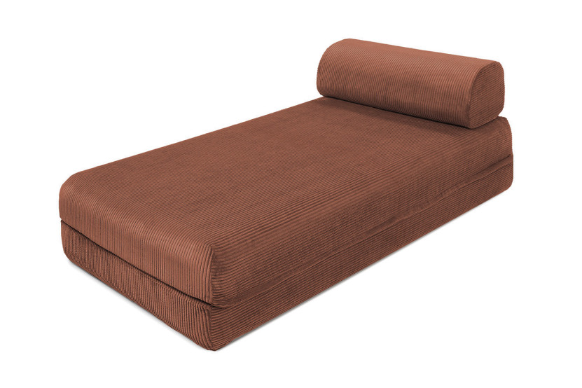 Méridienne convertible et modulable - Velours côtelé - Terracotta