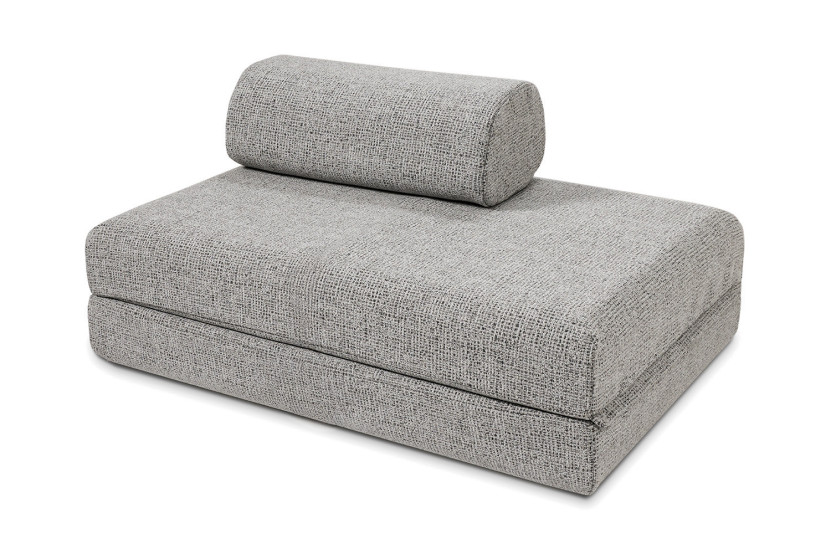 Canapé droit convertible et modulable 2 places - Tissu tweed - Gris