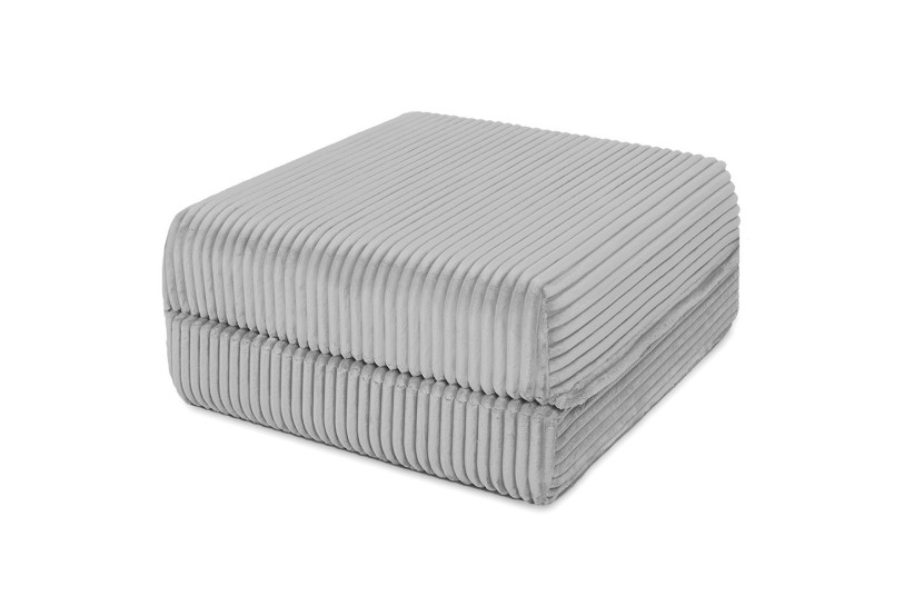 Pouf convertible et modulable - Velours côtelé XL - Gris clair