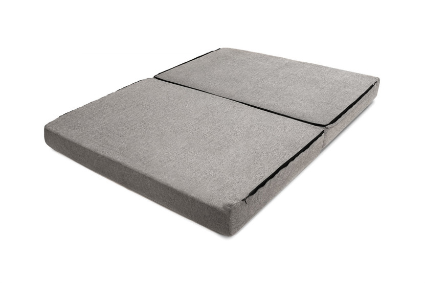 Canapé droit convertible 5 places - Tissu lisse - Gris
