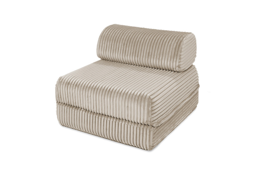 Fauteuil convertible et modulable - Velours côtelé XL - Beige