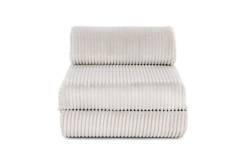 Canapé d'angle convertible 6 places - Velours côtelé XL - Blanc
