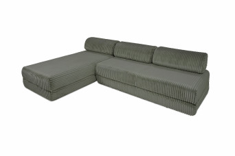 Canapé d'angle convertible 6 places - Velours côtelé XL - Vert