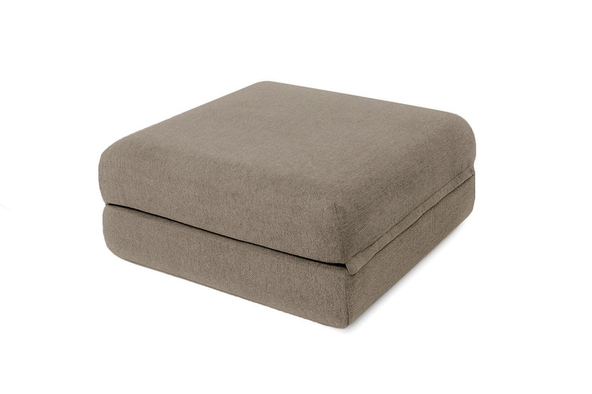 Pouf convertible et modulable - Tissu lisse - Taupe