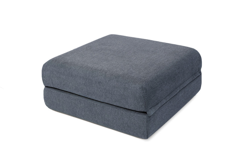 Pouf convertible et modulable - Tissu lisse - Bleu